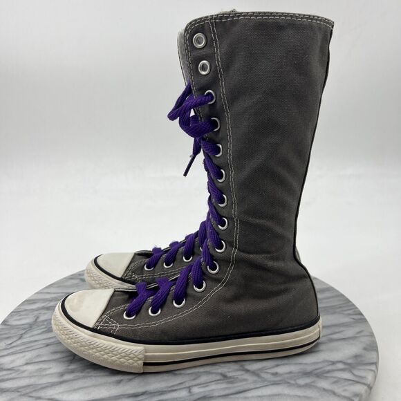 Converse Super High Top Sneakers Juniors 1 Gray Chuck Taylor All Star Calf Knee - Picture 4 of 12